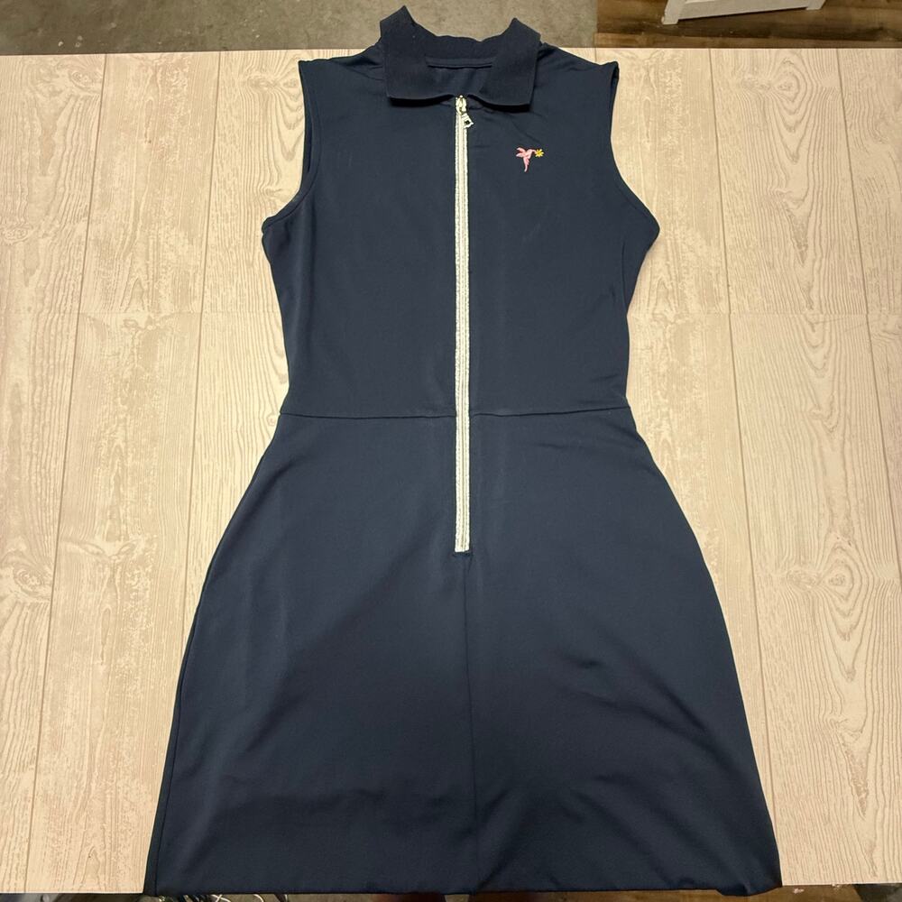 Calliope Golf The Player Dress Womens Navy Sleeveless Zip Golf Dress Shorts